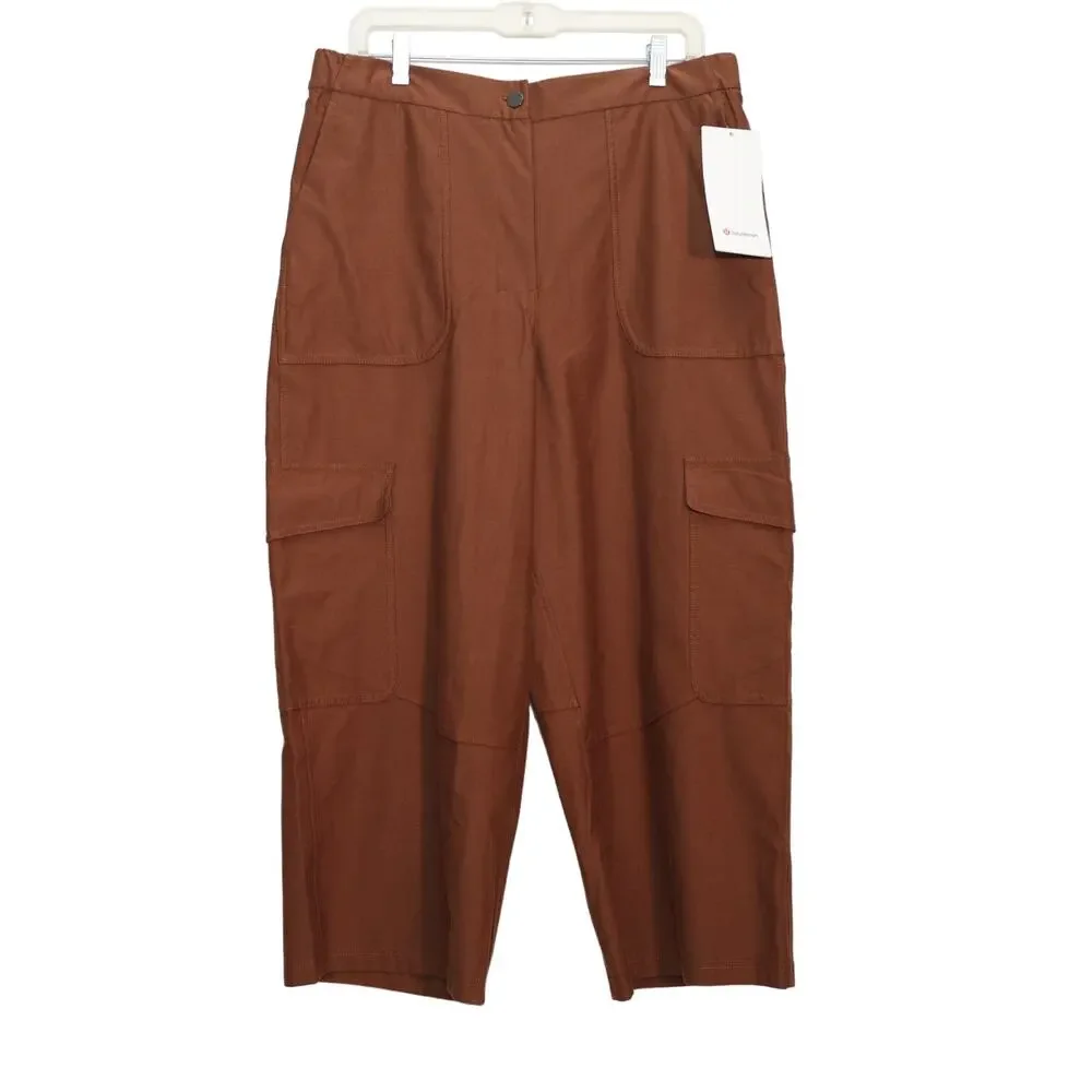 Lululemon Light Utilitech Cargo Pocket High Rise Crop Pants- 32 - Brown - NWT